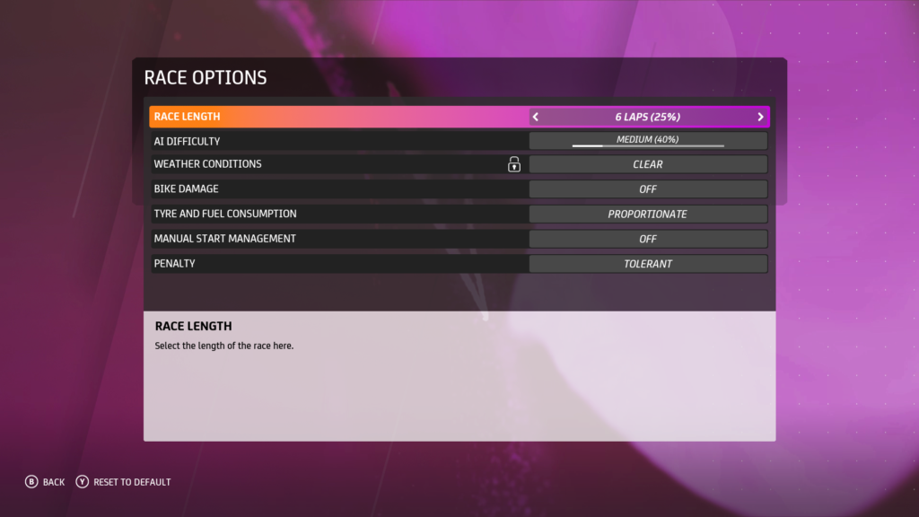 MotoGP 20 - Race Options