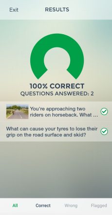 Motorcycle Theory Test - Practice Results