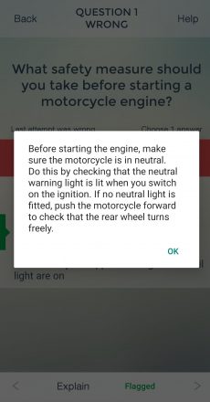 Motorcycle Theory Test - Explanation To Answer
